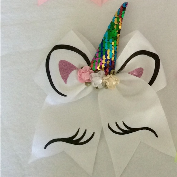 4 pcs/set Unicorn 濾 ponytail hair bow - Picture 3 of 7